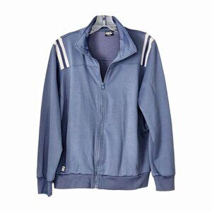 B.U.M. Equipment Vintage Women 1X Track Jacket Blue White Stripe 90s Y2K